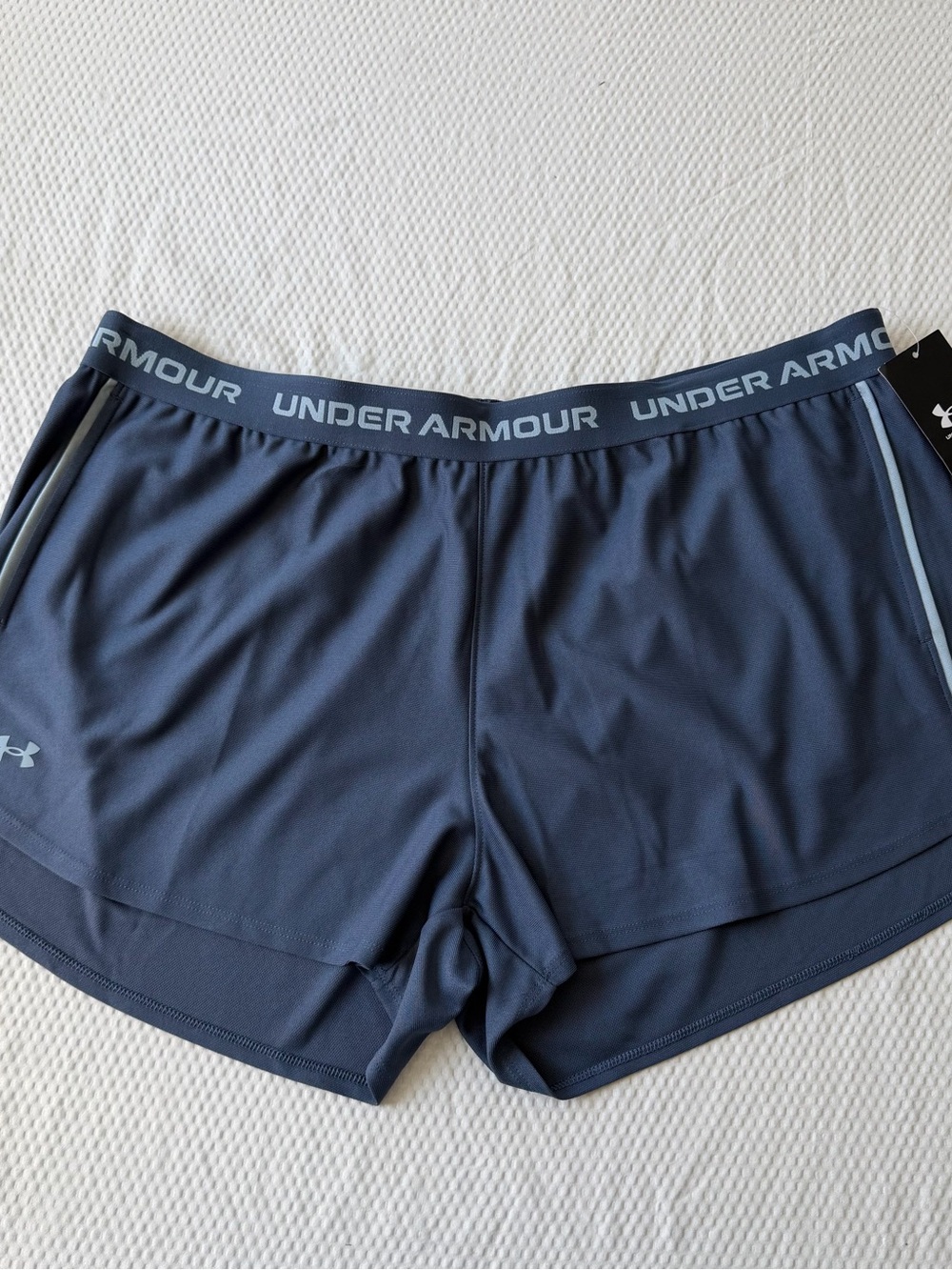 Under Armour Women's Dark Navy Athletic Shorts with Logo Waistband